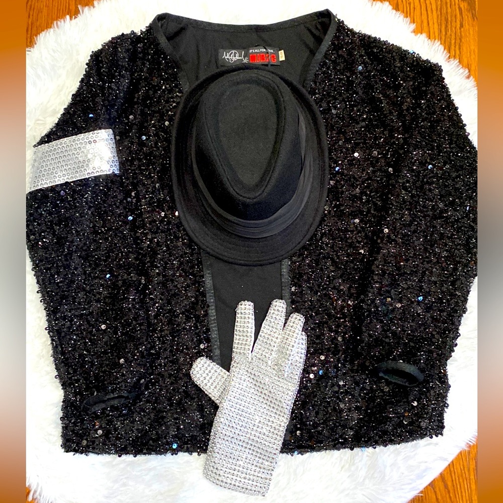Kids Michael Jackson Billie Jean Costume. Inc. Sweater, Hat and Right hand glove